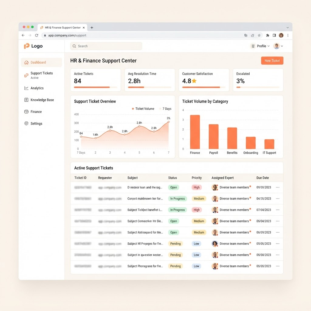 WorkdayLab support dashboard showing open expert tickets and resolution times